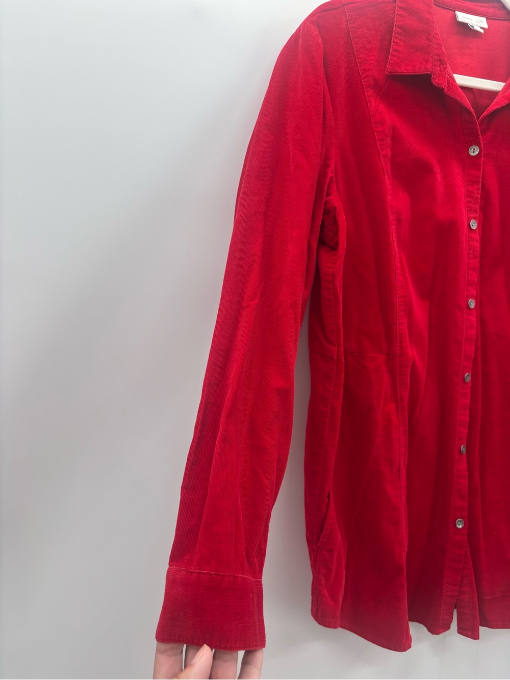 J. Jill Red Corduroy Long-Sleeve Button-Down Tunic Top in Red Size Large - Picture 6 of 7